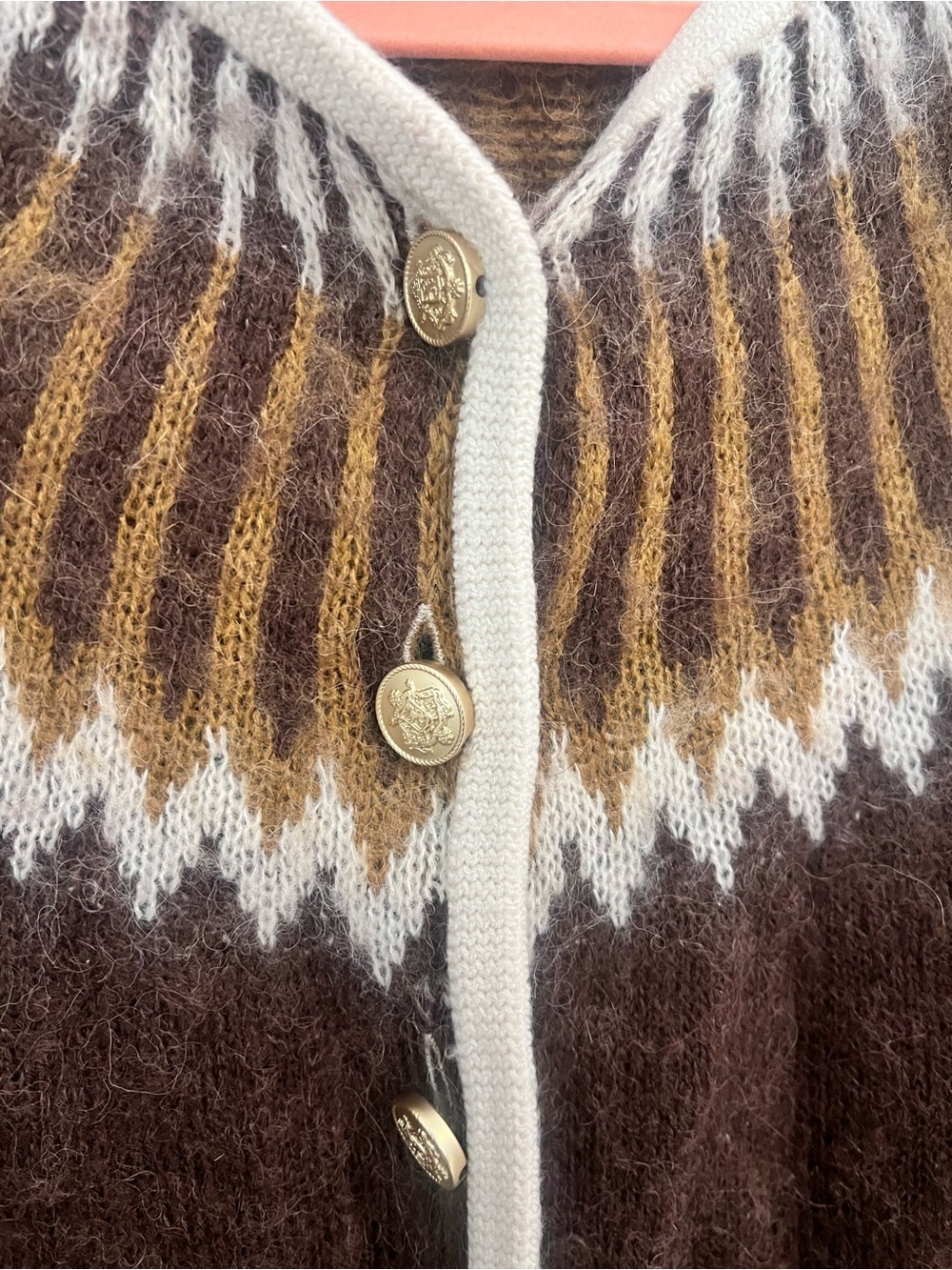 J. Crew Brown and Cream Fair Isle Wool-Blend Cardigan - Picture 5 of 8